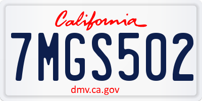 CA license plate 7MGS502