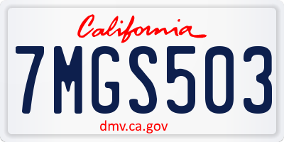 CA license plate 7MGS503