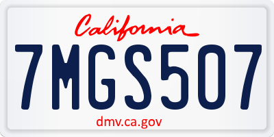 CA license plate 7MGS507