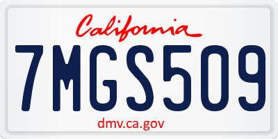 CA license plate 7MGS509