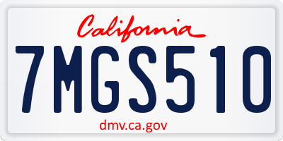 CA license plate 7MGS510