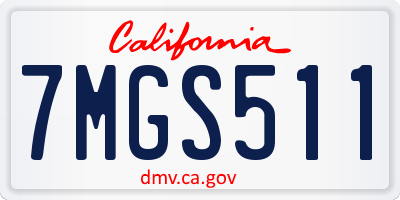 CA license plate 7MGS511