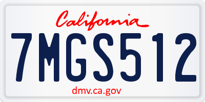 CA license plate 7MGS512