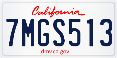 CA license plate 7MGS513