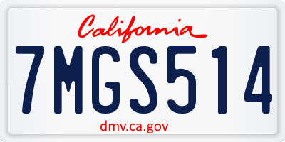 CA license plate 7MGS514