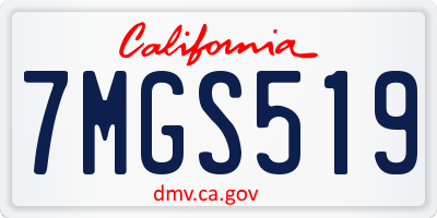 CA license plate 7MGS519