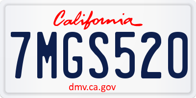 CA license plate 7MGS520