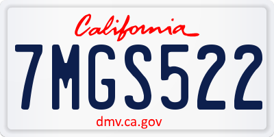 CA license plate 7MGS522