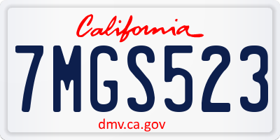 CA license plate 7MGS523