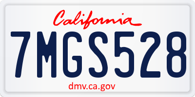 CA license plate 7MGS528