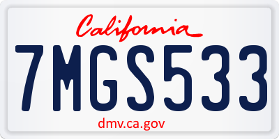CA license plate 7MGS533