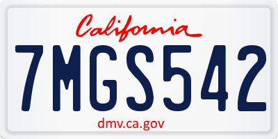CA license plate 7MGS542