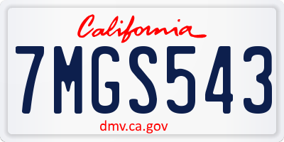 CA license plate 7MGS543