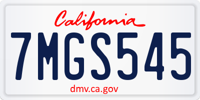 CA license plate 7MGS545
