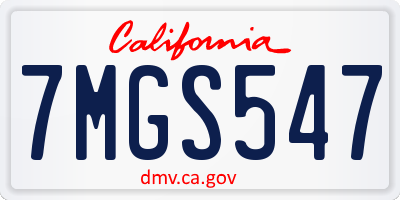 CA license plate 7MGS547
