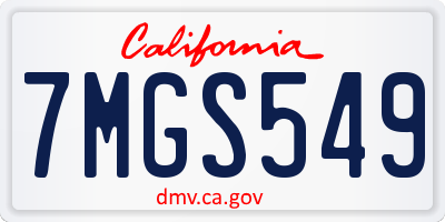 CA license plate 7MGS549