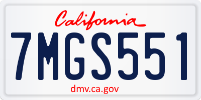 CA license plate 7MGS551