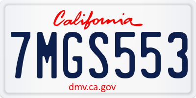 CA license plate 7MGS553