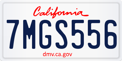 CA license plate 7MGS556