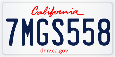 CA license plate 7MGS558