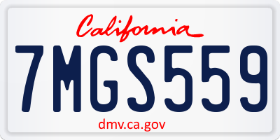 CA license plate 7MGS559