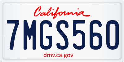 CA license plate 7MGS560