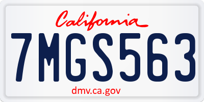 CA license plate 7MGS563