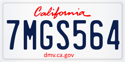 CA license plate 7MGS564