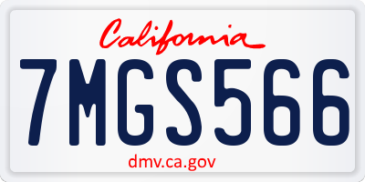 CA license plate 7MGS566