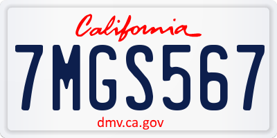 CA license plate 7MGS567