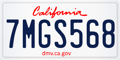 CA license plate 7MGS568