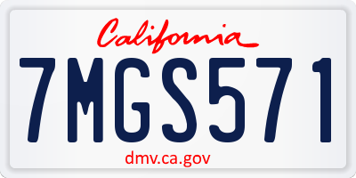 CA license plate 7MGS571