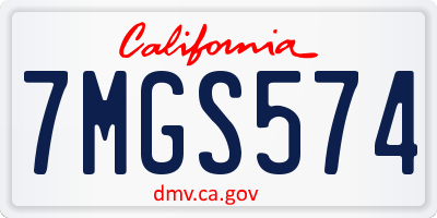 CA license plate 7MGS574