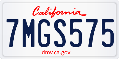 CA license plate 7MGS575