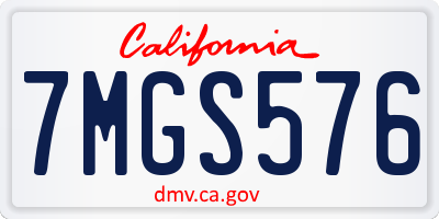 CA license plate 7MGS576