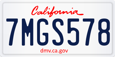 CA license plate 7MGS578