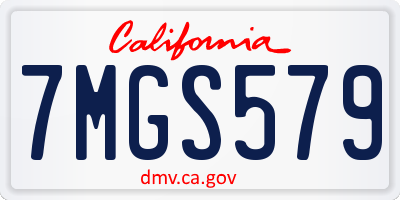 CA license plate 7MGS579