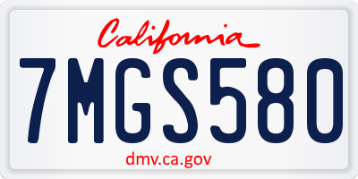 CA license plate 7MGS580