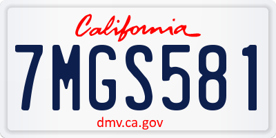 CA license plate 7MGS581