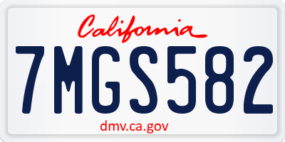 CA license plate 7MGS582