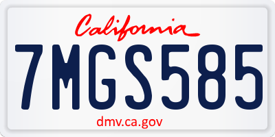CA license plate 7MGS585
