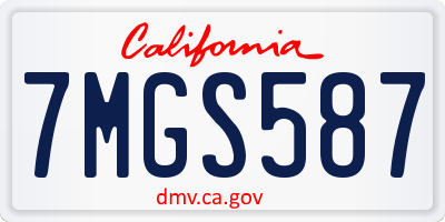 CA license plate 7MGS587
