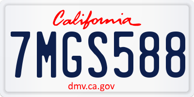 CA license plate 7MGS588