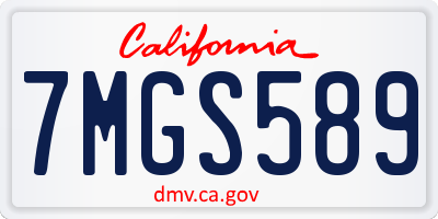 CA license plate 7MGS589