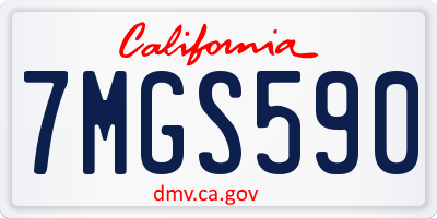CA license plate 7MGS590