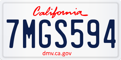CA license plate 7MGS594