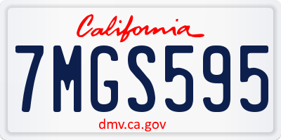 CA license plate 7MGS595