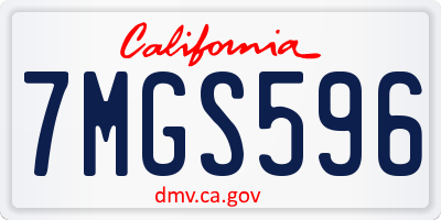 CA license plate 7MGS596
