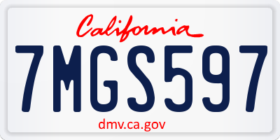 CA license plate 7MGS597