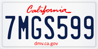 CA license plate 7MGS599